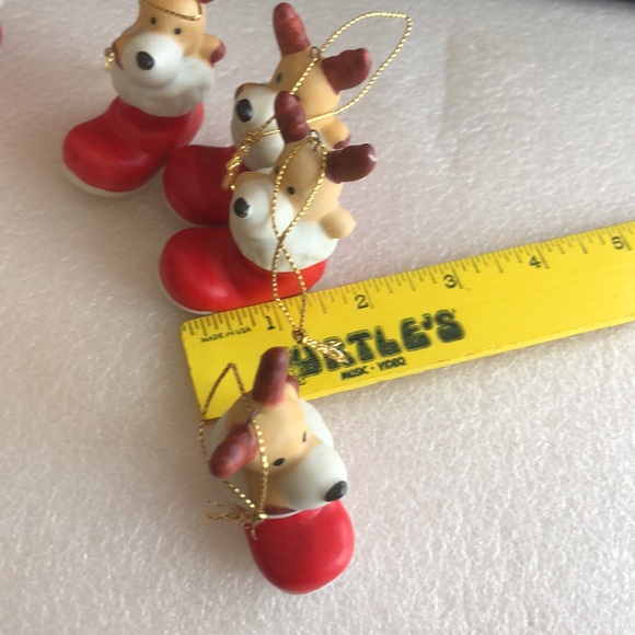 Vintage Homco ceramic Reindeer Christmas ornaments-5pcs - Picture 3 of 9